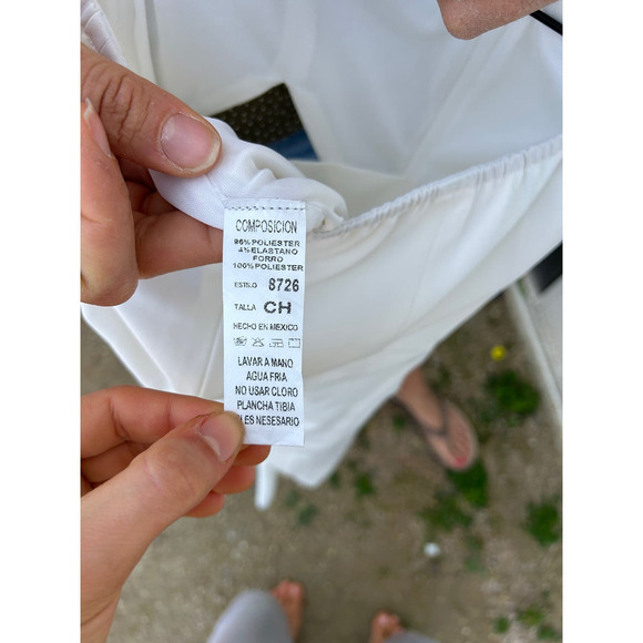 NWT Strapless White‎ Cropped Dressy Jumpsuit, Wide Leg, Front Cut Out, Sz Small - Picture 6 of 6